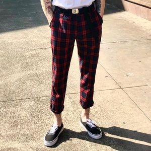 Men’s Cropped Checkered Slacks